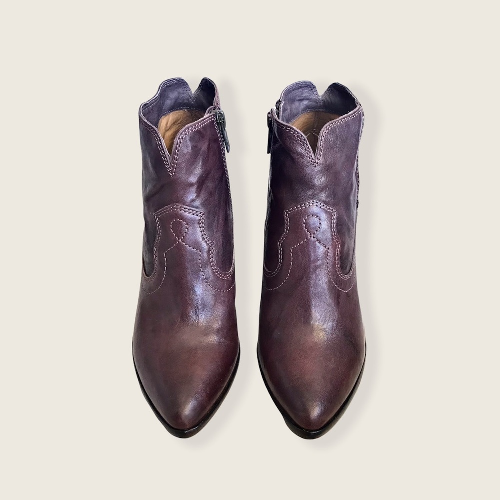 Frye Renee Seam Brown Leather Short Ankle Bootie - Picture 9 of 14